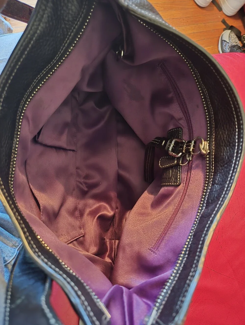 Coach Black Pebbled Leather Messenger Tote for Woman